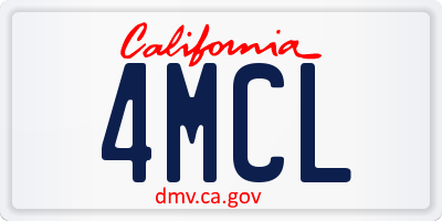 CA license plate 4MCL