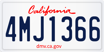 CA license plate 4MJ1366