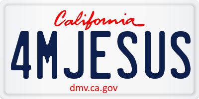 CA license plate 4MJESUS