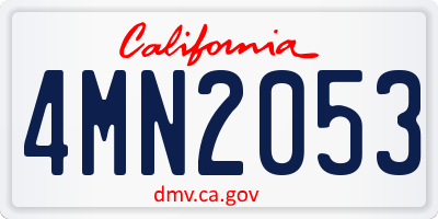 CA license plate 4MN2053