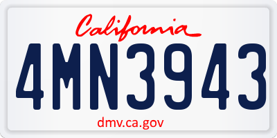 CA license plate 4MN3943