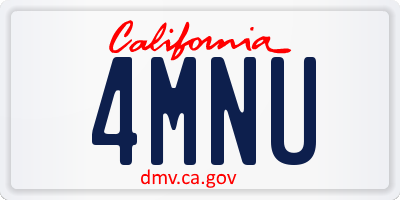 CA license plate 4MNU