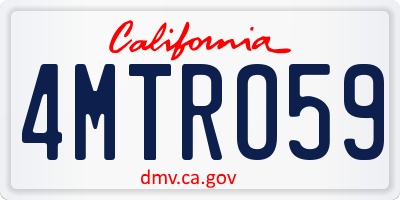 CA license plate 4MTRO59