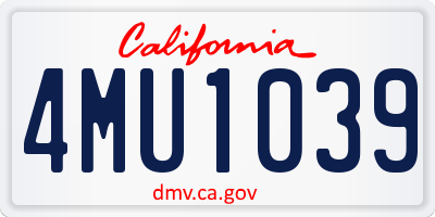 CA license plate 4MU1039