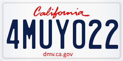 CA license plate 4MUYO22