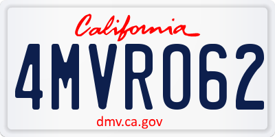 CA license plate 4MVRO62