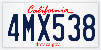 CA license plate 4MX538