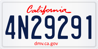 CA license plate 4N29291