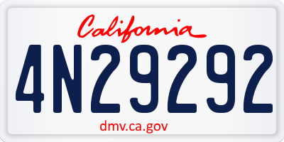 CA license plate 4N29292