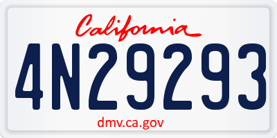 CA license plate 4N29293