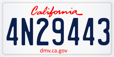 CA license plate 4N29443