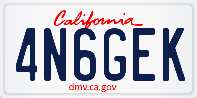 CA license plate 4N6GEK