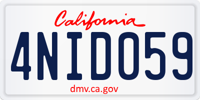 CA license plate 4NID059