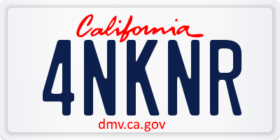 CA license plate 4NKNR