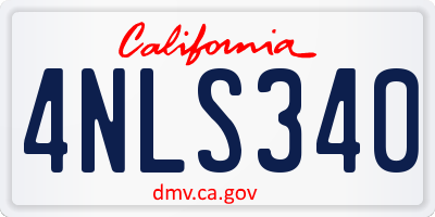 CA license plate 4NLS340
