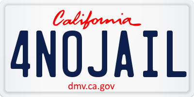 CA license plate 4NOJAIL