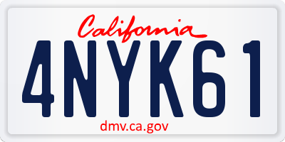 CA license plate 4NYK61