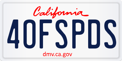 CA license plate 4OFSPDS