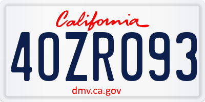 CA license plate 4OZR093