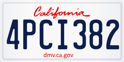 CA license plate 4PCI382