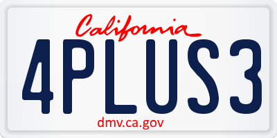 CA license plate 4PLUS3