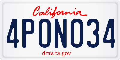 CA license plate 4PON034