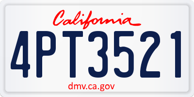 CA license plate 4PT3521