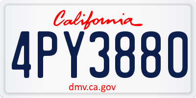 CA license plate 4PY3880