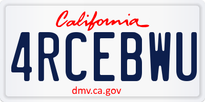 CA license plate 4RCEBWU