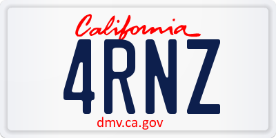 CA license plate 4RNZ