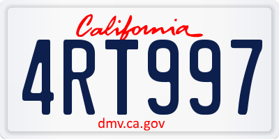 CA license plate 4RT997