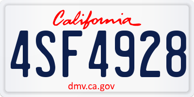 CA license plate 4SF4928