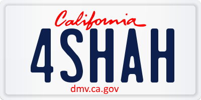 CA license plate 4SHAH