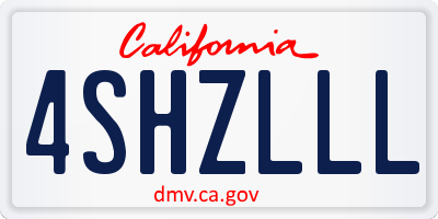 CA license plate 4SHZLLL