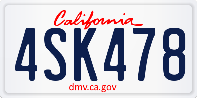 CA license plate 4SK478