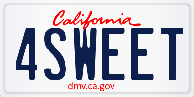 CA license plate 4SWEET