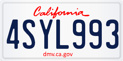 CA license plate 4SYL993