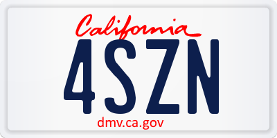 CA license plate 4SZN