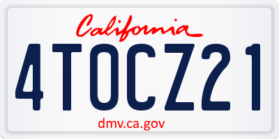 CA license plate 4T0CZ21