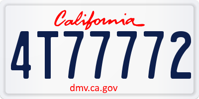 CA license plate 4T77772