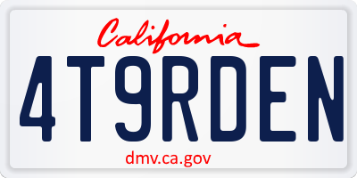 CA license plate 4T9RDEN