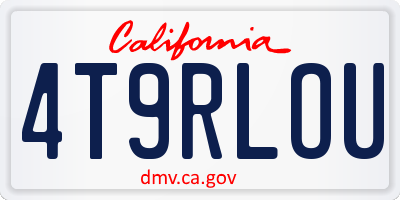 CA license plate 4T9RLOU