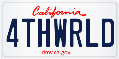 CA license plate 4THWRLD