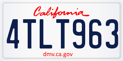 CA license plate 4TLT963