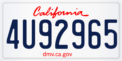 CA license plate 4U92965