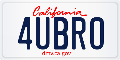 CA license plate 4UBRO