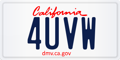 CA license plate 4UVW