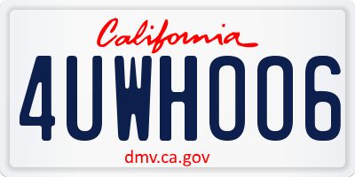 CA license plate 4UWHOO6