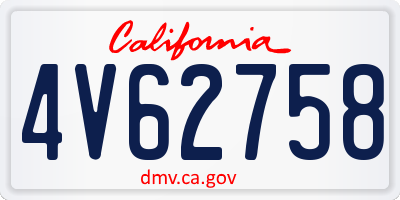 CA license plate 4V62758