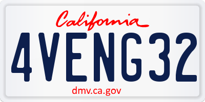 CA license plate 4VENG32